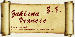 Žaklina Vrančić vizit kartica